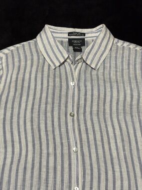 Jones & Co Stripe Linen Shirt/Top. Sz M